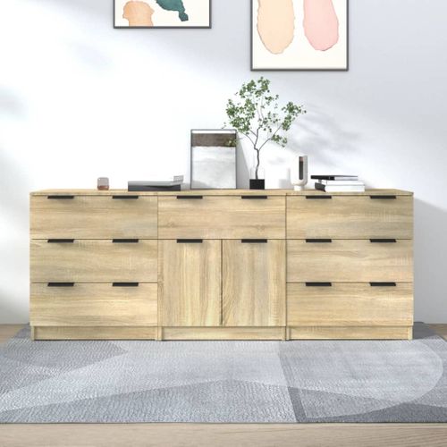 Buffets 3 Pièces Chêne Sonoma Bois Contreplaqué