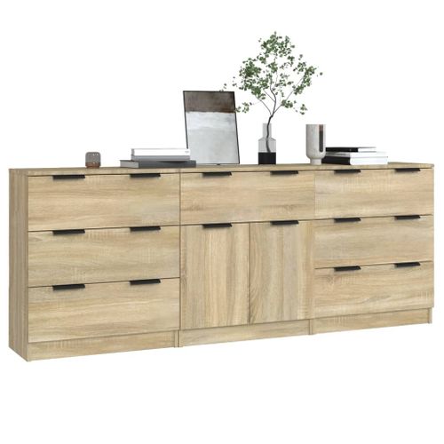 Buffets 3 Pièces Chêne Sonoma Bois Contreplaqué
