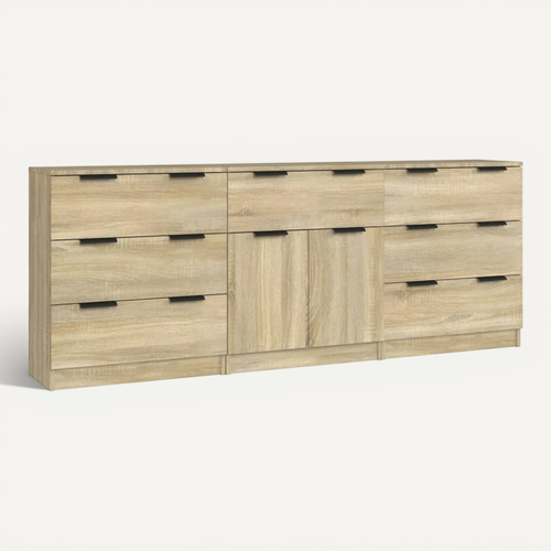 Buffets 3 Pièces Chêne Sonoma Bois Contreplaqué