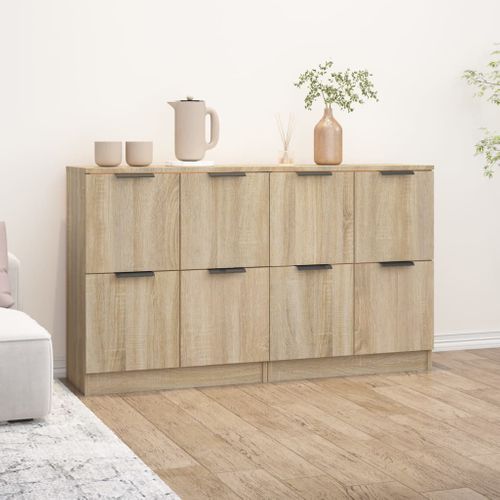 Buffets 2 Pièces Chêne Sonoma 60x30x70 Cm Bois Contreplaqué