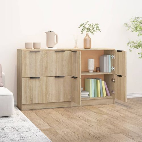 Buffets 2 Pièces Chêne Sonoma 60x30x70 Cm Bois Contreplaqué