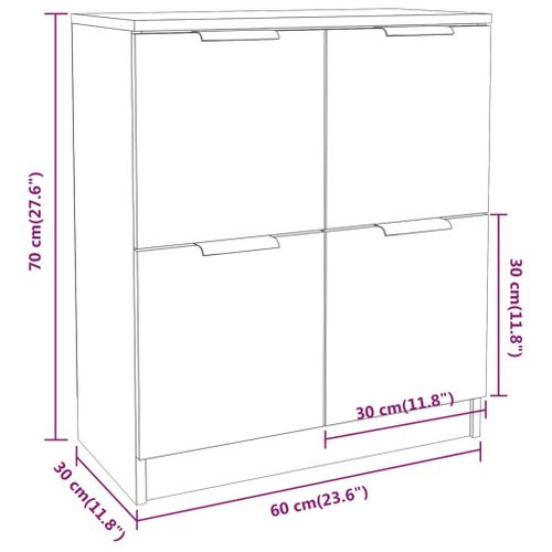 Buffets 2 Pièces Chêne Sonoma 60x30x70 Cm Bois Contreplaqué