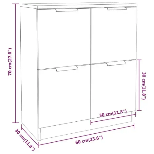 Buffets 2 Pièces Chêne Sonoma 60x30x70 Cm Bois Contreplaqué