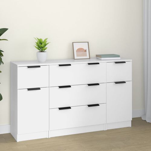 Buffets 3 Pièces Blanc Bois Contreplaqué