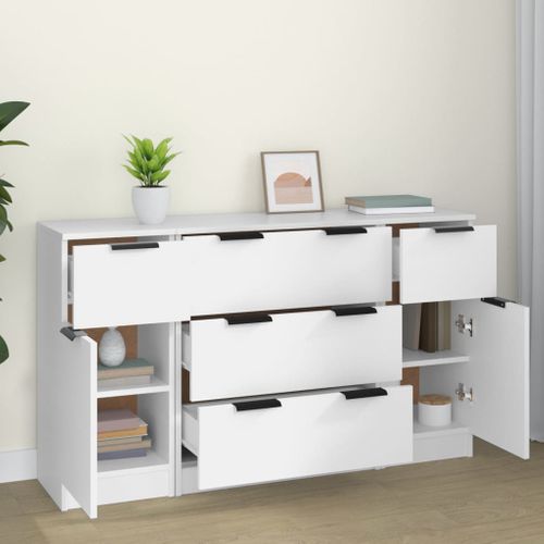 Buffets 3 Pièces Blanc Bois Contreplaqué