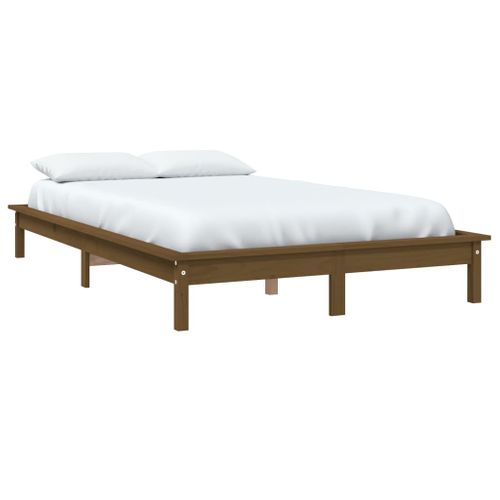 Cadre De Lit Sans Matelas Marron Miel Bois Massif 120x190