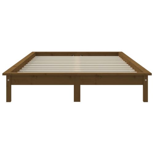 Cadre De Lit Sans Matelas Marron Miel Bois Massif 120x190
