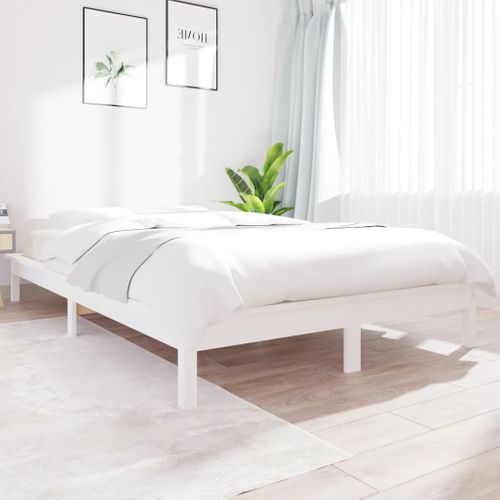 Cadre De Lit Sans Matelas Blanc 140x190 Cm Bois De Pin Massif