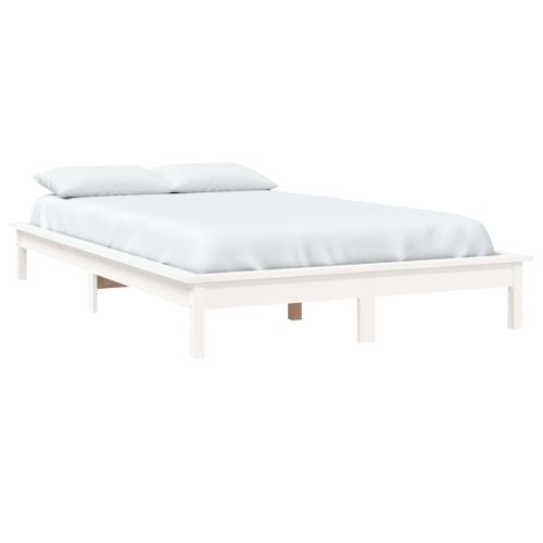 Cadre De Lit Sans Matelas Blanc 140x190 Cm Bois De Pin Massif