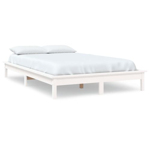 Cadre De Lit Sans Matelas Blanc 140x190 Cm Bois De Pin Massif