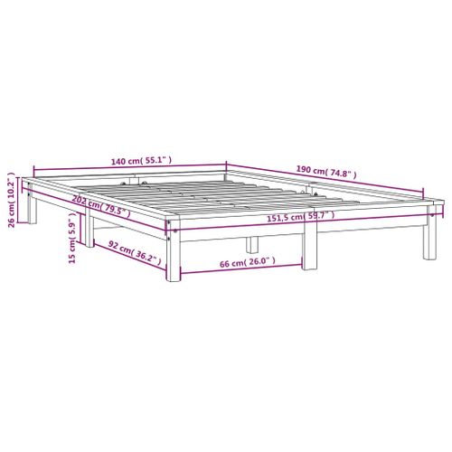 Cadre De Lit Sans Matelas Blanc 140x190 Cm Bois De Pin Massif