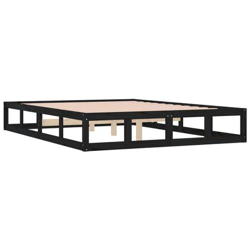 Cadre De Lit Sans Matelas Noir 160x200 Cm Bois Massif