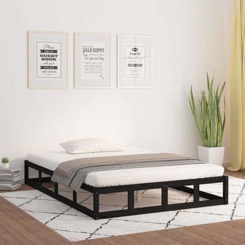 Cadre De Lit Sans Matelas Noir 160x200 Cm Bois Massif