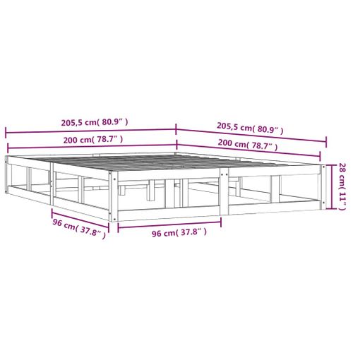 Cadre De Lit Sans Matelas 200x200 Cm Bois Massif