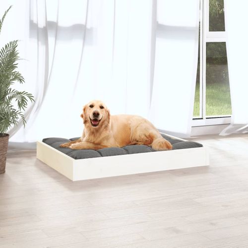 Lit Pour Chien Blanc 71,5x54x9 Cm Bois De Pin Solide