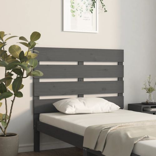 Tête De Lit Gris 100x3x80 Cm Bois Massif De Pin