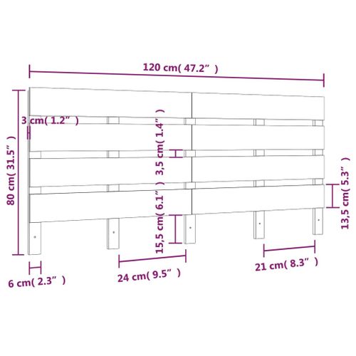 Tête De Lit Blanc 120x3x80 Cm Bois Massif De Pin