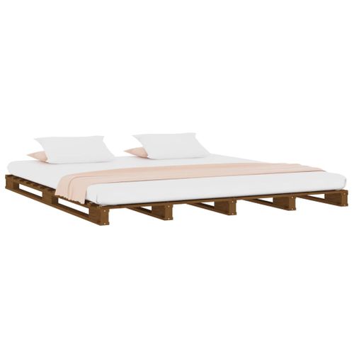 Lit De Palette Sans Matelas Marron Miel 120x200 Cm Bois Massif