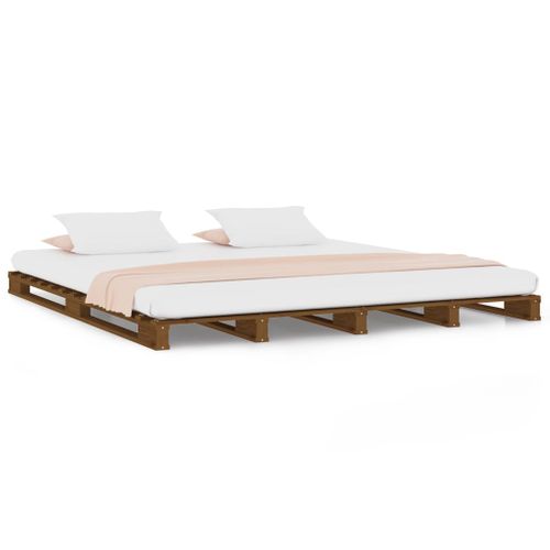 Lit De Palette Sans Matelas Marron Miel 120x200 Cm Bois Massif