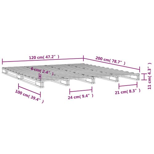 Lit De Palette Sans Matelas Marron Miel 120x200 Cm Bois Massif