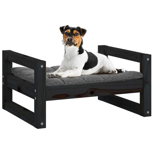 Lit Pour Chien Noir 55,5x45,5x28 Cm Bois De Pin Solide