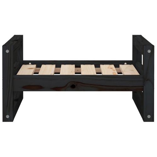 Lit Pour Chien Noir 55,5x45,5x28 Cm Bois De Pin Solide