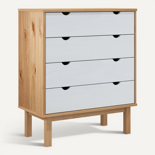 Meuble À Tiroirs "otta" Avec Plateau D'affichage 76,5x39,5x90 Cm Bois Massif Pin