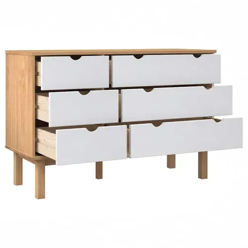 Commode Otta Marron Et Blanc 111x43x73,5 Cm Bois De Pin Massif