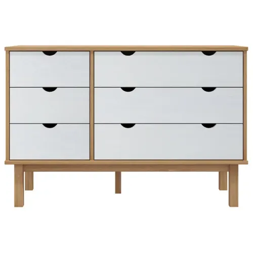 Commode Otta Marron Et Blanc 111x43x73,5 Cm Bois De Pin Massif
