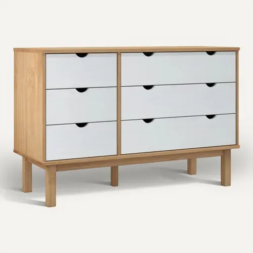 Commode Otta Marron Et Blanc 111x43x73,5 Cm Bois De Pin Massif