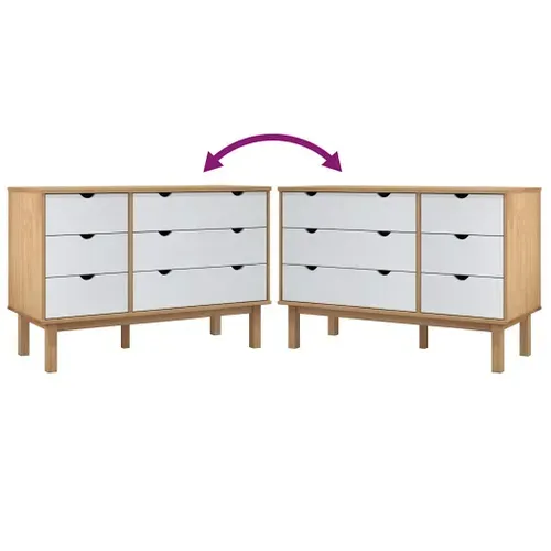 Commode Otta Marron Et Blanc 111x43x73,5 Cm Bois De Pin Massif