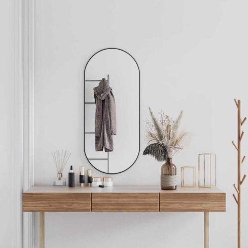 Miroir Mural Noir 100x45 Cm Ovale