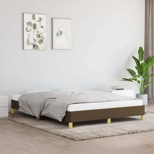 Cadre De Lit Sans Matelas Marron Foncé 140x190 Cm Tissu