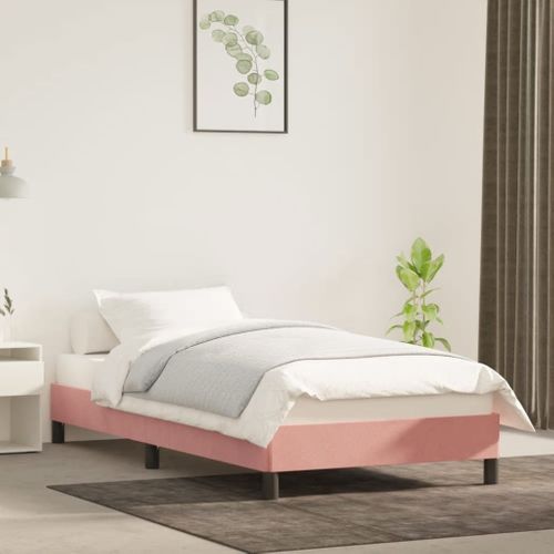 Cadre De Lit Sans Matelas Rose 90x190 Cm Velours