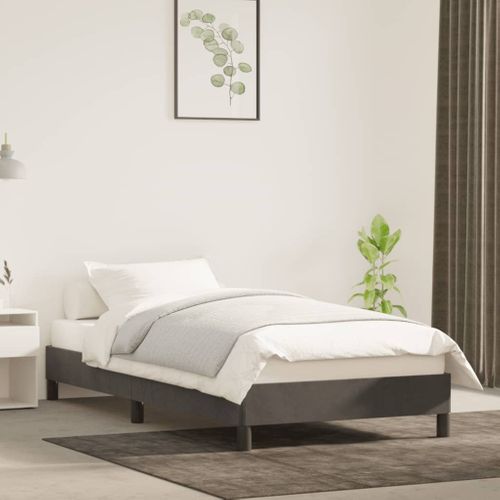 Cadre De Lit Sans Matelas Gris Foncé 90x200 Cm Velours