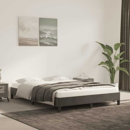 Cadre De Lit Sans Matelas Gris Foncé 140x190 Cm Velours