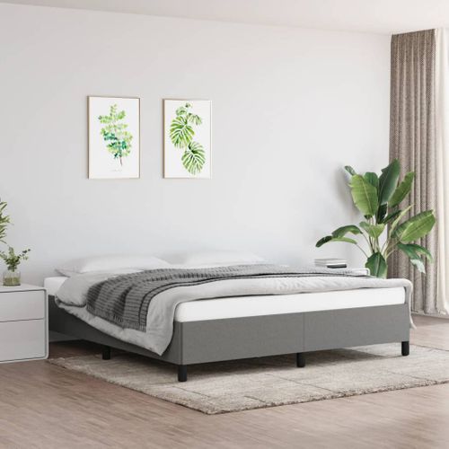 Cadre De Lit Sans Matelas Gris Foncé 160x200 Cm Tissu