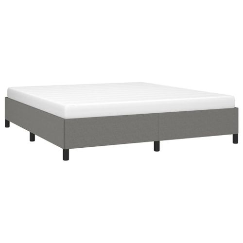 Cadre De Lit Sans Matelas Gris Foncé 160x200 Cm Tissu