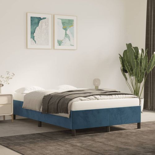 Cadre De Lit Sans Matelas Bleu Foncé 120x200 Cm Velours
