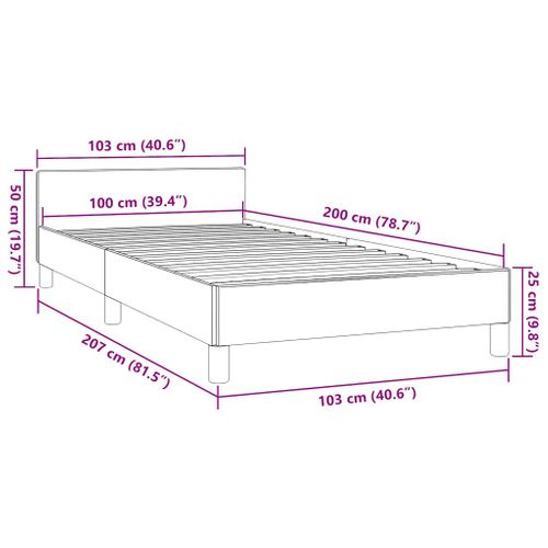 Cadre De Lit Sans Matelas Crème 100x200 Cm Tissu