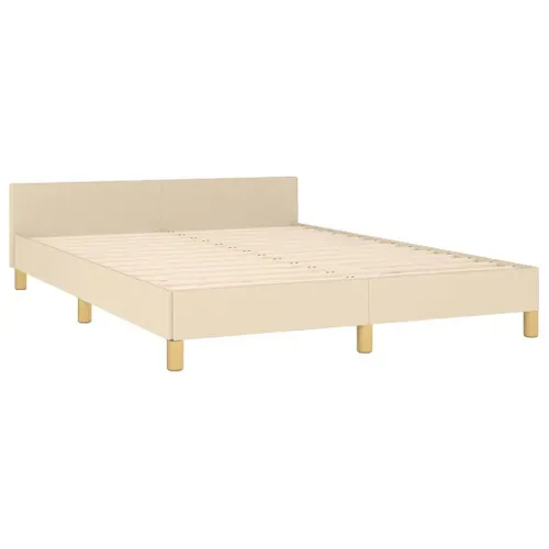 Cadre De Lit Sans Matelas Crème 140x190 Cm Tissu