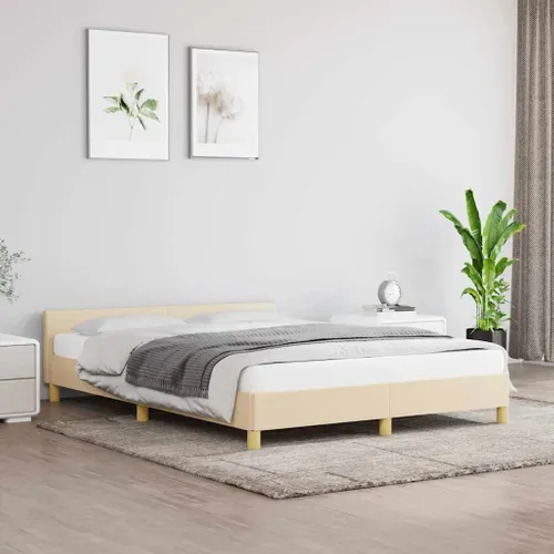 Cadre De Lit Sans Matelas Crème 140x190 Cm Tissu