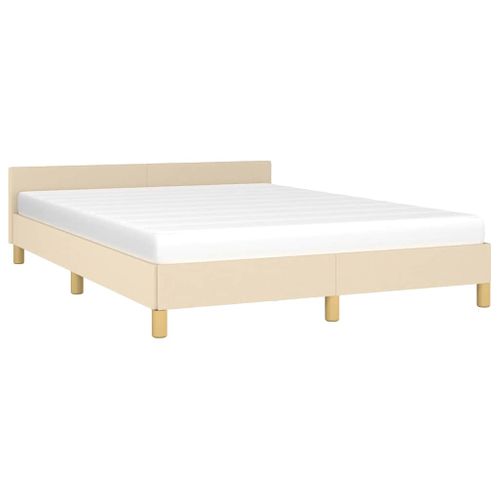 Cadre De Lit Sans Matelas Crème 140x190 Cm Tissu