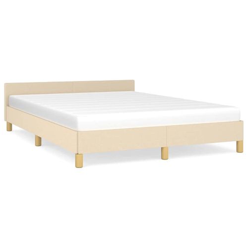 Cadre De Lit Sans Matelas Crème 140x190 Cm Tissu