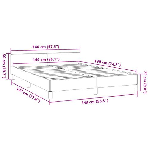 Cadre De Lit Sans Matelas Crème 140x190 Cm Tissu