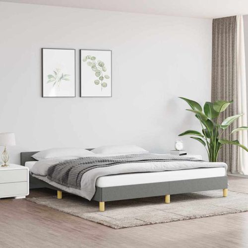 Cadre De Lit Sans Matelas Gris Foncé 160x200 Cm Tissu