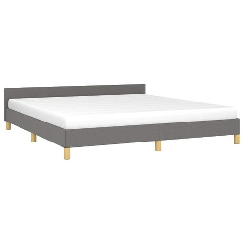 Cadre De Lit Sans Matelas Gris Foncé 160x200 Cm Tissu