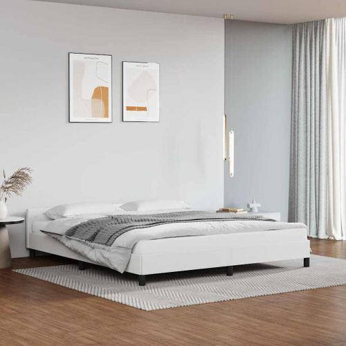 Cadre De Lit Avec Tête De Lit Sans Matelas Blanc 160x200 Cm