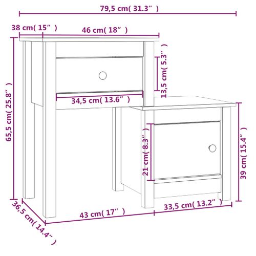 Table De Chevet 79,5x38x65,5 Cm Bois De Pin Massif