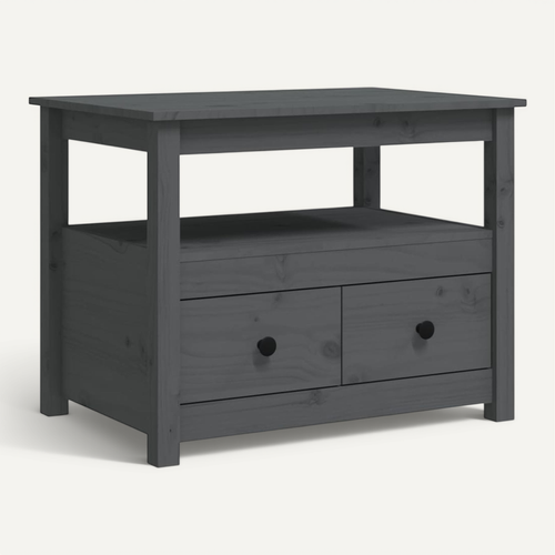 Table Basse Gris 71x49x55 Cm Bois Massif De Pin